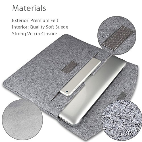 ProCase 15 – 15.4 Inch Schutzhülle Filz Laptop Sleeve Tasche, 15 Inch Macbook Pro Retina andere Chromebook Ultrabook Notebook (Grau) - 5