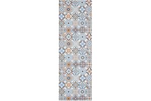 ‎ANDIAMO andiamo Teppich Läufer Marrakesch mit ruschhemmender Rückseite - Küchenteppich Küchenläufer Flur Läufer Teppichläufer 50 x 150 cm Blau-grau