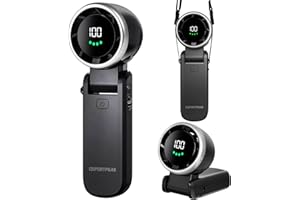 QSPORTPEAK Ventilateur Turbo Portable à Main,13550 tr/min Refroidissement Instantané,Réglable en Vitesse(de 1 à 100),Recharge USB Rapide 2H,Jusqu'à 12h,Affichage Numérique,pour Extérieur,Voyage,Travail- Noir