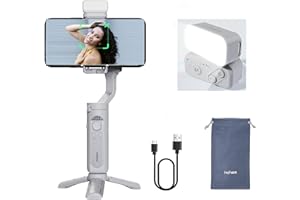 Hohem iSteady XE KIT 3-Achsen Smartphone Gimbal Stabilizer mit Licht für iPhone Android Phone für Vlog YouTube Live Video Record Handheld gefaltete Gimbla Stabilizer, Grau Combo