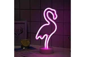 ZVO LED Flamant Enseigne Lumineuse, Veilleuse Nuit au Néon, Néon USB/Piles Sign Decor Light, Murale Décoration pour Anniversaire de Fête, Chambre d'enfant, Éclairage de Noël, Salle de Séjour