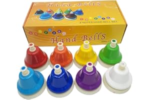 BSTCAR Campane Arcobaleno Musicali, 8 Note Colorate in Metallo Campane Set di Strumenti Musicali A Percussione, Giocattolo Educativo Regali per Bambini