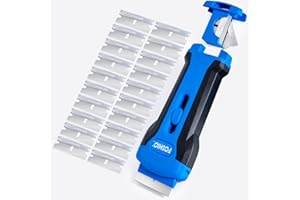 FOSHIO Raschietto per piastra in vetroceramica a induzione professionale, con 20 lame e contenitore per lame, raschietti in plastica, raschietto per la pulizia, ideale per la pulizia