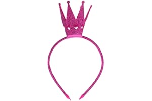 KFZR Girls Shiny Crown Hairband Princess Alice Bands For Women Baby Kids Toddler Party Birthday Rhinestone Headwear Gold Silver Hot Pink (Hot Pink)