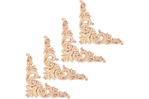 4 STK. ZONADAH 8 x 8 cm Holz geschnitzte Eck-Onlays, Applikationen, Schnitzerei-Overlay, Bastel-Abziehbilder, dekorative Lichttür-Wanddekoration für Schränke, Fenster, Spiegel, Möbel, Treppen