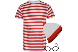 FAIRY BOUTIQUE Adults Red and White T Shirt Hat Glasses Socks Set Kids T Shirt Hat Glasses Set Book Week Dress Party Set