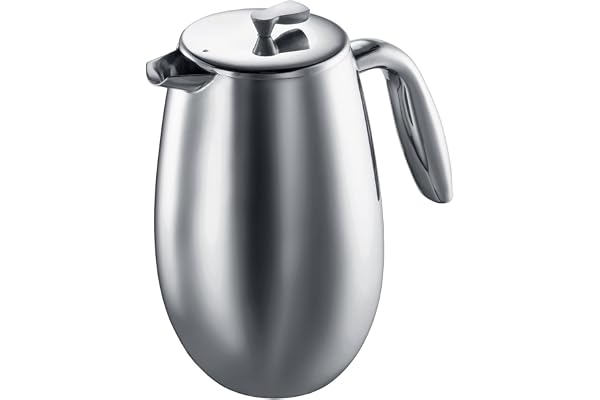 Bodum Cafetière à Piston Double Paroi Columbia - 1L / 8 Tasses - Acier Inoxydable Mat - Passe au Lave-Vaisselle