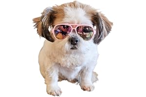 STYLE VAULT G029 Dog Cat Pet Aviator Sunglasses Glasses for Small Breeds up to 15lbs (Pink-Pink Mirror)