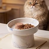 Seramik Mama Kabı - Kedi ve K&ouml;pekler i&ccedil;in Sağlıklı Mama Kasesi - Ayaklı,Y&uuml;kseltilmiş, Kaymaz Mama Kabı (Mavi)