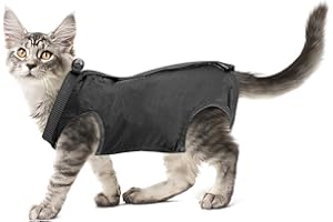 cobee Professioneller Genesungsanzug für Katzen bei Bauchwunden oder Hautkrankheiten, Kätzchen, Chirurgie, Genesungsanzug, E-Halsband-Alternative für Katzen und Hunde, nach Operationen (Größe L, Grau)
