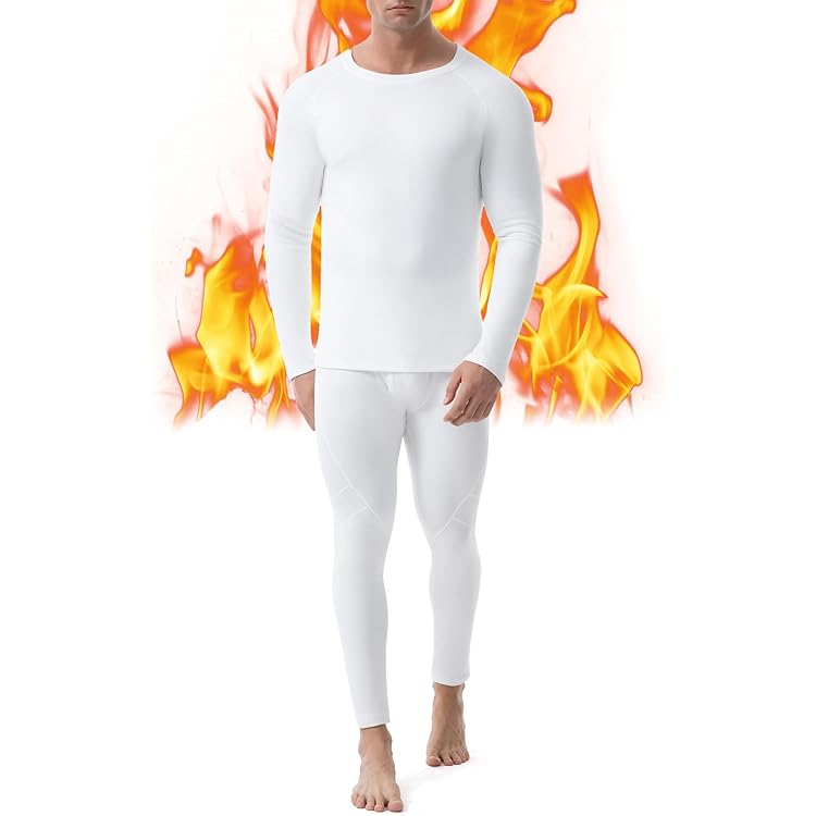 Men Long Johns Thermal Set Long Sleeve Top Bottom Fleece Underwear Baselayer Set | UK