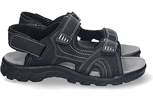 shoes&blues.es Sandalia Plana de Hombre, Comoda, Abierta, con Planta de Piel, y Cierres de Cierre autoadherente, Primavera Verano 2023