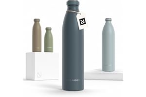 ‎LARS NYSØM LARS NYSØM Edelstahl Trinkflasche 350ml, 500ml, 750ml, 1L, 1 5 liter | Thermosflasche Kohlensäure geeignet | Auslaufsichere Wasserflasche für Sport, Outdoor, Schule (Stone Blue, 1000ml)