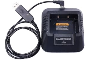 Bobury UV5R USB de Remplacement Chargeur de Batterie pour Baofeng UV5R UV-5RE DM-5R Deux Portable Way Radio Talkie Walkie