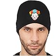 PrimeBox Unisex Soft Cotton Fashion Slouchy Beanie Skull Hair Cover Sleep Cap Hat for Frizzy Natural Curly Hair Protection (Black Beanie Joker MultiPrint)