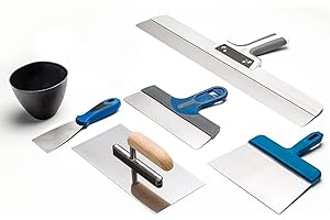 Colorus Maurer Set 6-tlg. - Stuckateur Werkzeug aus Edelstahl - Glättekelle, Fassadenspachtel, Quadratspachtel, Malerspachtel, Gipsbecher - Profi Maurerkelle Set für Putz & Spachtelarbeiten