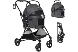 Beberoad 3-in-1 Pet Stroller Dog Pram Detachable Carrier Car Seat Pet Strollers for Small Dogs Cats, Dog Cat Buggy Pushchair Trolley, Folding Lightweight Travel Pet Pram with Mattress (Black)