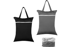 Svalor Wet Bag Set, Waterproof Wet Bags with Handle and Zipper, Washable, Reusable Wet Bag for Wet Baby Cloth Diapers, Swimwear, and Sportswear, 40×50 cm (Black & Gray)