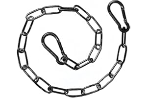 KxrTpx Black Heavy Duty Metal Security Chain, 1m with 2 Detachable Carabiners, for Locking, Fencing, DIY Projects, Outdoor Fence, Cage, Gate Security Lock
