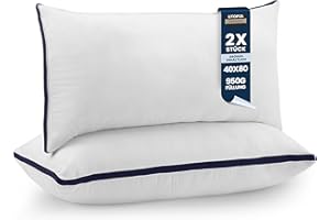 Utopia Bedding Kopfkissen (2er Set), 40 x 80 cm Schlafkissen, Gebürsteter Stoff Bezug Bettkissen, Premium Qualität Weich et Atmungsaktiv Kissen (Marineblau)