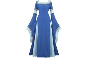 Vestido Medieval Renacimiento Mujer Vintage Victoriano gotico con Manga Larga de Llamarada Disfraz Princesa
