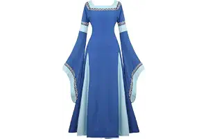 Vestido Medieval Renacimiento Mujer Vintage Victoriano gotico con Manga Larga de Llamarada Disfraz Princesa