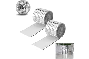 LAISHUNHE 2 Rollen 3200 Stück Mini Spiegel Mosaik Selbstklebend Mini Mosaik Spiegelfliesen Mini Spiegelmosaiksteine Selbstklebend Spiegel Mosaikfliesen Aufkleber 5 x 5 mm Glas für KTV Hause DIY