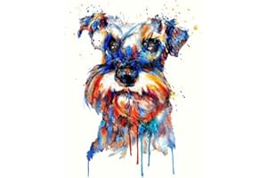 WANGMAOMAO Paint by Numbers for Adults and Kids DIY Oil Painting Gift Kits Pre-Printed Canvas 16 * 20 inch Hand Painted Digital Painting Art Home Decoration Colorful Schnauzer Dog-Frameless