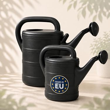 Gießkanne 2X 10L Anthrazit – Kunststoff Giesskanne mit abnehmbaren Brausekopf, Garten-Gießkanne zur Bewässerung von Balkon oder Haus Pflanzen, Made in EU & HLKauf-Block Garten