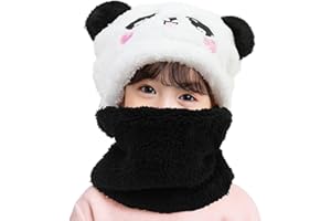 AYPOW Bonnet Cagoule en Polaire Thermique Enfants 1-8 Ans, Chapeau Animal Original Multifonction Coupe en Polaire Chapeaux et Écharpe pour Garçons Filles Tout-Petits Activités en Plein Air