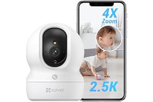 EZVIZ CP1 Pro 4MP Caméra Surveillance WiFi Intérieure, Camera Bébé WiFi 2.4Ghz Pan/Tilt à 360 °, Vision Nocturne Intelligente, Suivi Auto, Audio Bidirectionnel, Mode Veille, Compatible avec Alexa