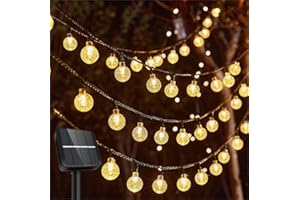 Kimuwote Catena Luminosa Esterno Solare, 6.5M 30LED Luci Solari Esterno, 8 Modalità 8H Timer, Impermeabile, Sfere di Cristallo Stringa Luci Fuori e Dentro, per Giardino, Balcone, Recinzione, Festa