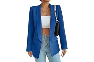 ALSOGO Damen Blazer Langer Casual Open Front Blazer Arbeit Büro Jacken mit Taschen