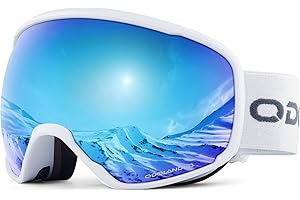 Odoland Maschera da Sci con Telaio per Adulto e Giovani - Grande Lente Sferico, Occhiali da Sci a Doppia Strati con Protezione UV400 e OTG Disign, Maschera da Snowboard con Stile Classico