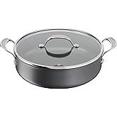 Tefal Jamie Oliver Cook's Classics Hard Anodized Shallow Pot, 30 cm, 5.4L, Non-Stick Coating, Heat Indicator, Riveted Handle,