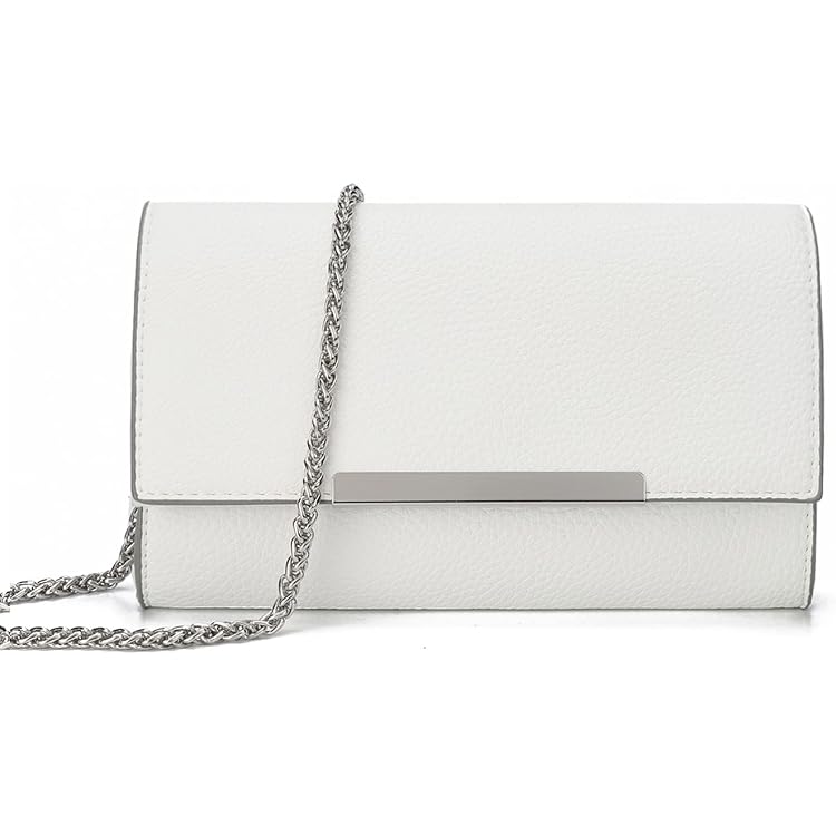 Larcenciel Weiße Ledertasche – Kleine Quadratische Clutch Mit Abnehmbarem Riemen, 20x12x6 Cm