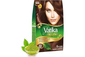 Vatika Henna Natural Brown Haarfarbe, 60 g (6 x 10 g Beutel), natürliche und pflegende Haarfarbe, 100 % Ammoniakfrei, für lebendige Farbe, Glanz und Deckkraft