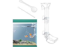 BVIZYELCK Shrimp Feeding Bowl Aquarium Feeding Tube Adjustable Aquarium Feeder with Measuring Spoon Cleaning Brush Transparent Feeding Bowl Shrimp with Suction Cup Tube for Fish Shrimp Crab
