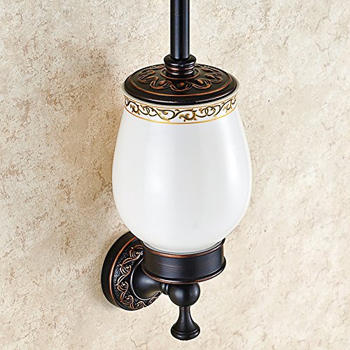 Weare Home Alle Messing Antik Vintage Retro Design Schwarz Öl rubbed Bronze finished Toilettenbürstenhalter mit keramik Becher für Badezimmer Wandhalerung Bohren Wandmontag
