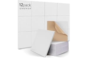 XISONO 12 Stück Akustik Panel,Akustikplatten Selbstkleben,Schallschutzplatten Akustikpaneele Wand für Tonstudio, Büro,Studio Wanddekoration und Akustische Behandlung, Weiß（30x30x1cm）