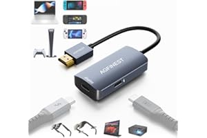 AGFINEST Adaptateur HDMI vers USB-C 4K@60Hz, Unidirectionnel Source HDMI Écran USB-C pour PS5/PS4 Xbox Switch Ordinateur Portable Fire TV Cube vers Lunettes AR XREAL Rokid RayNeo Viture Écran Portable