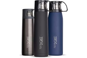 720°DGREE Thermoskanne mit Becher 1l “Follow” - 3 Größen, 12h Heiß, 24h Kalt, Auslaufsicher, BPA-Frei - Edelstahl Thermosflasche, Isolierflasche für Kaffee, Tee bei der Arbeit, Schule, To Go