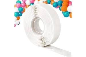 WISYOK 500pcs Colle Ballon, 1 rouleaux Colle Ballon, Pastilles Adhésives Double Face pour Ballon, Amovible Autocollant Point Adhésif, Ruban Autocollant