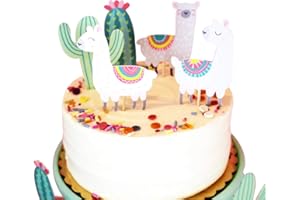 Sonsmer Décorations pour gâteau d'anniversaire et cupcake en forme de lama alpaga et cactus