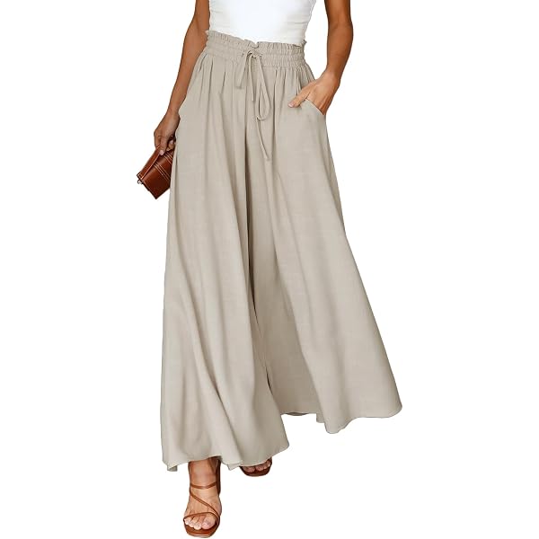Produktbild von Leinenhose Damen Sommer,Sommerhose Damen Leicht,Leinen Hose Damen Einfarbig Stoffhose Elegant Lockere Hosen Strandhose Jogginghose Baumwolle Haremshose Große Größen Freizeithose Mit Taschen