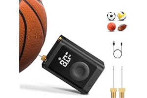‎ETENWOLF ETENWOLF Elektrische Ballpumpe,Tragbare Luftpumpe Aufblas und Abpumpfunktion 0,14-1,17 Bar,Basketballpumpe mit präzisem Manometer, Wiederaufladbare Luftpumpe für Bälle, ballpumpe fußball(2 Nadel)