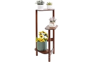 MEDLA unho Porte Plante en Bambou, Etagère Plantes à 3 Niveaux Escalier Plantes sur Pieds Intérieur Extérieur pour Balcon Jardin Bureau Salon Marron 75cm *32cm*27.5cm*17cm Charge Maximale 10kg*3