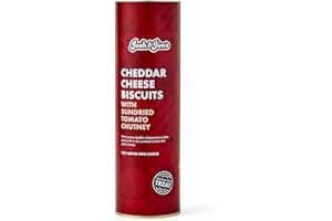 Josh & Jim's - Gourmet Cheddar Biscuits with Sundried Tomato Chutney, Rich Garlic & Smoky Taste, Low-Salt, Vegan, Ovo-Lacto Friendly, 240g