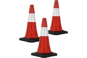 ECD Germany 3 trafikkoner 51 cm, röd och vit, trafikkon med tung bas, trafikkon med vita reflexränder, varningskon varningskon varningskon trafikkon markeringskon