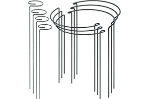 AIRFUL 10 Stück 2 Design Gartenhalter 40cm Metall Pflanzenstütze Pfahl, 4 Rund, 6 Halbrunder, Garten Stützring Blumenstütze für Tomaten Gemüse Blumen Pflanzenanbau Grenzstütze Klettergitter